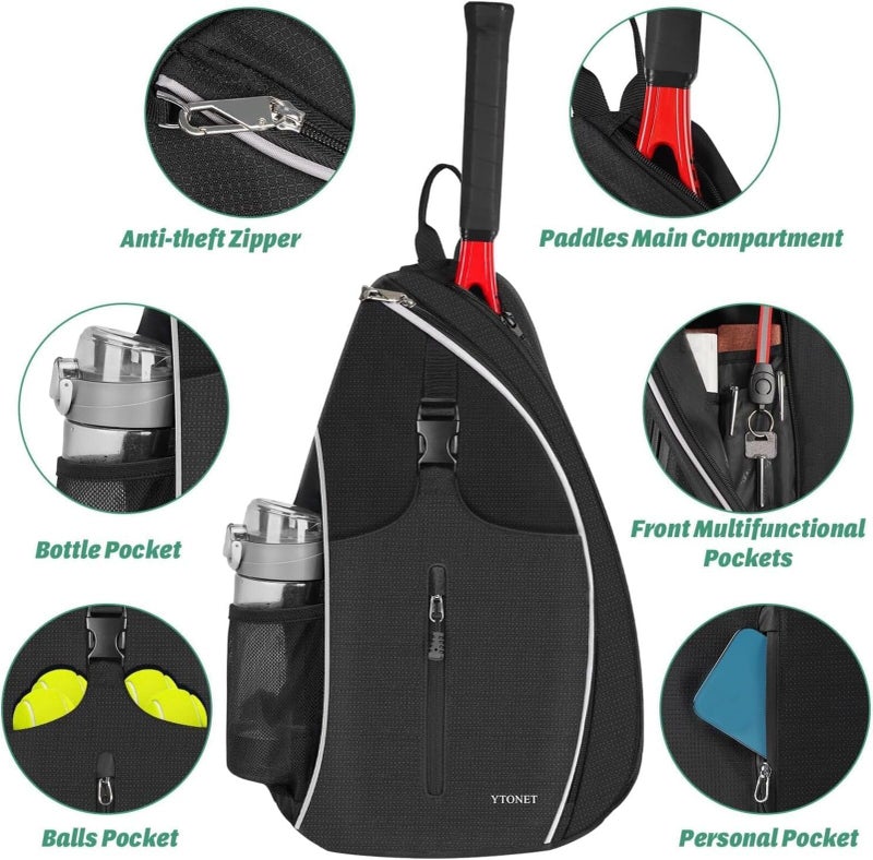 Ytonet Tennis Bag, Tennis Sling Backpack Crossbody Water Resistant for Men Women, Compatible for Pickleball Badminton Rackets - Image 3