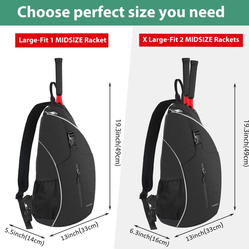Ytonet Tennis Bag, Tennis Sling Backpack Crossbody Water Resistant for Men Women, Compatible for Pickleball Badminton Rackets - Image 2