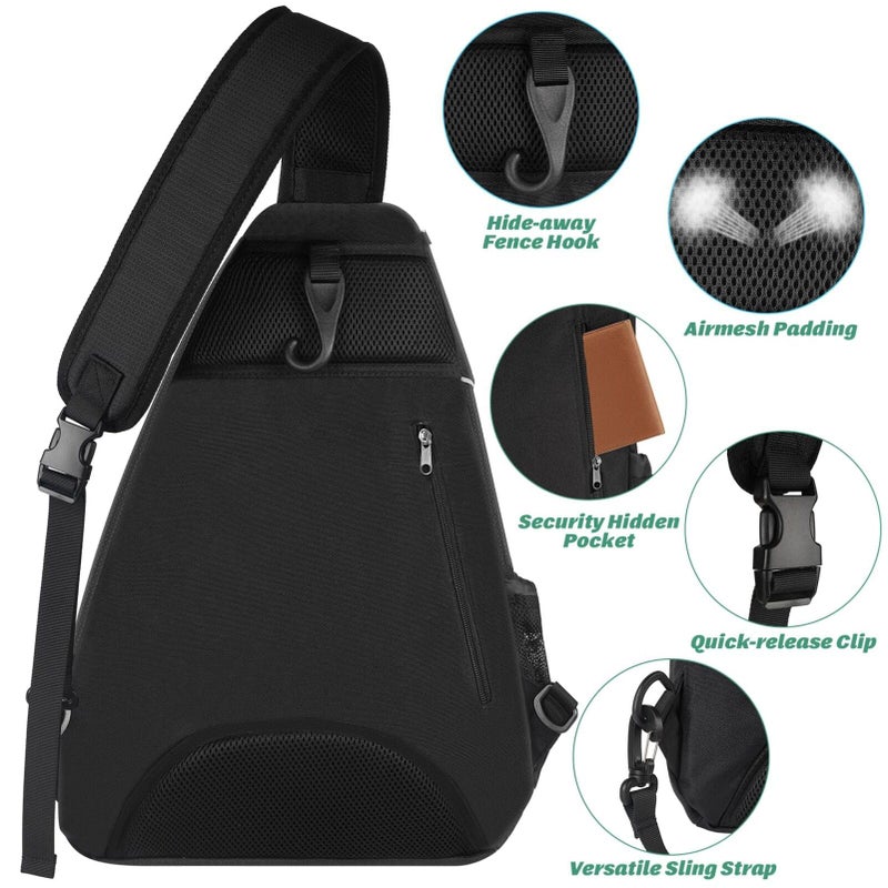 Ytonet Tennis Bag, Tennis Sling Backpack Crossbody Water Resistant for Men Women, Compatible for Pickleball Badminton Rackets - Image 4
