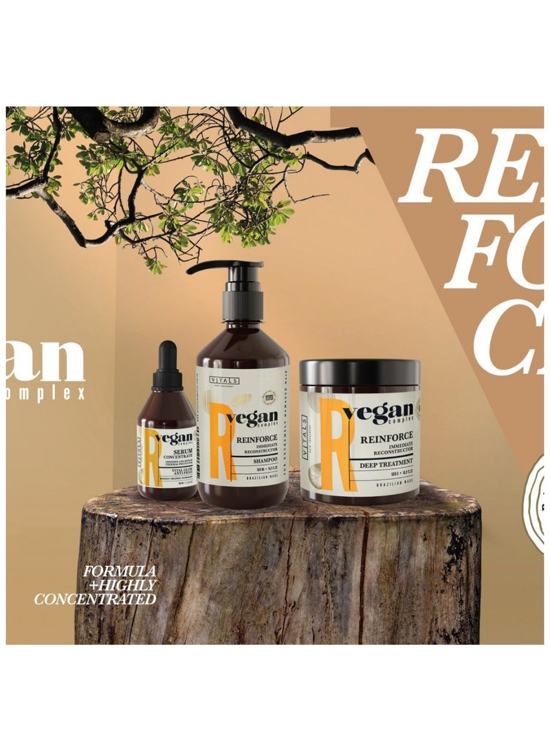 VITALS Restructuring set for damaged and dry hair Vegan Complex Shampoo 500ml Mask 500ml Serum 100ml - Image 1