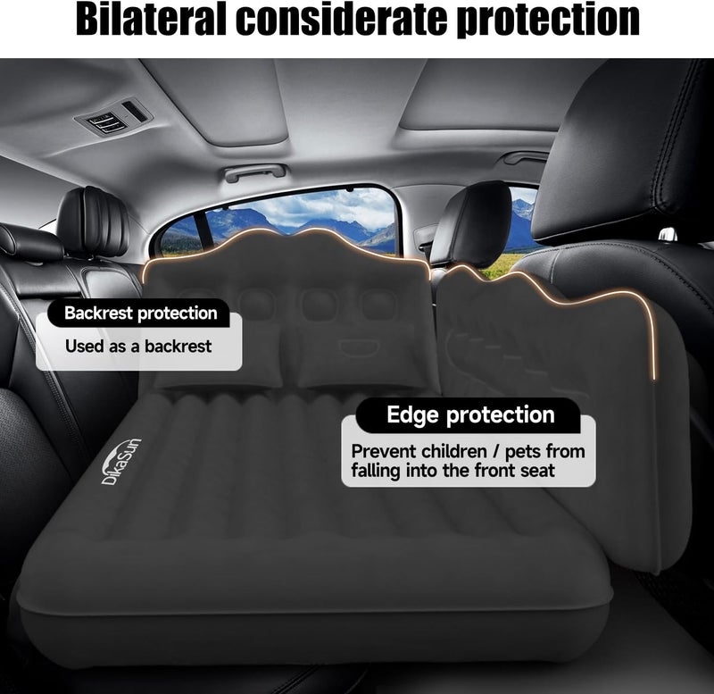 DikaSun Inflatable Air Mattress for Car SUV with Pump and 2 Pillows - Black - Image 4