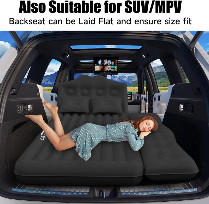 DikaSun Inflatable Air Mattress for Car SUV with Pump and 2 Pillows - Black - Image 2