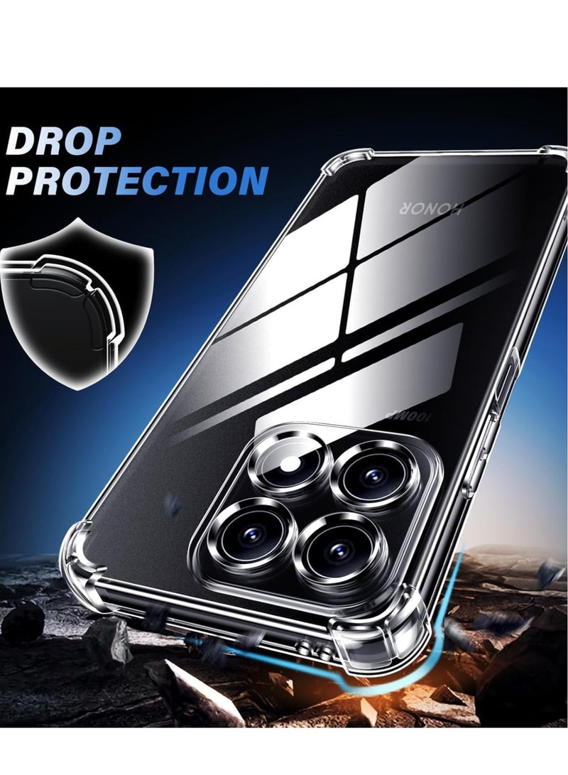 JAJEEK "Case for Honor X8a with 2 Pieces Tempered Glass Screen Protector – Soft Clear TPU Cover, Shockproof Air Cushion Bumper Protection" - Image 4