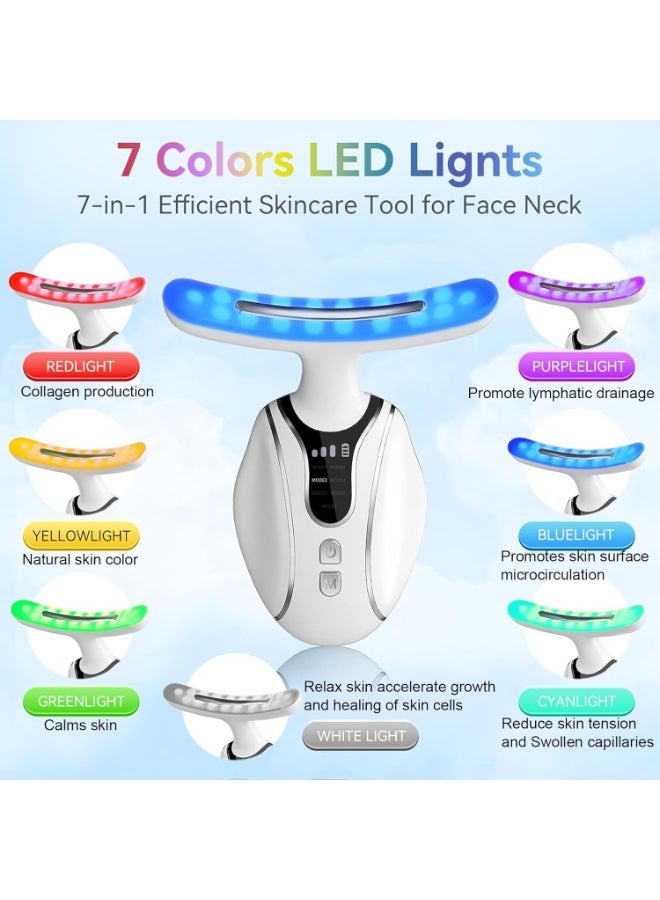 Electric Facial Massager - Newest Version, Portable Skin Tightening and Beautifying Device, 7 Massage Modes for Skin Tightening and Neck Lifting, Face Lift for Women - Enhanced Face, Neck and Shoulder Care with Vibration and Heating Function, Multi-Color - Image 3