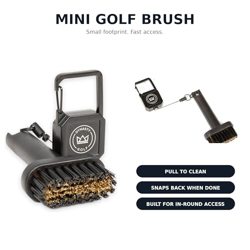 Dynasty Golf Mini Golf Club Brush, Retractable Golf Brush for On-Course Club Face Cleaning, Compact Clip-On Golf Bag Brush, Portable Golf Club Brush - Image 4