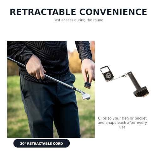 Dynasty Golf Mini Golf Club Brush, Retractable Golf Brush for On-Course Club Face Cleaning, Compact Clip-On Golf Bag Brush, Portable Golf Club Brush - Image 2