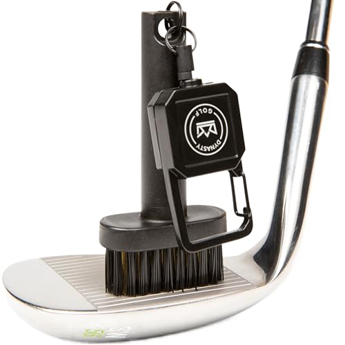 Dynasty Golf Mini Golf Club Brush, Retractable Golf Brush for On-Course Club Face Cleaning, Compact Clip-On Golf Bag Brush, Portable Golf Club Brush - Image 1
