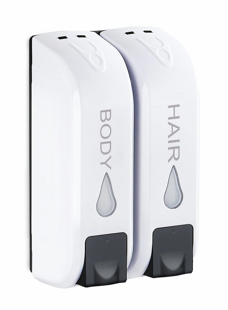 SYOSI Shower Soap Dispenser Wall Mounted, Body Wash Dispenser for Shower, Shampoo Dispenser 2 Chamber, 700ml - Image 1