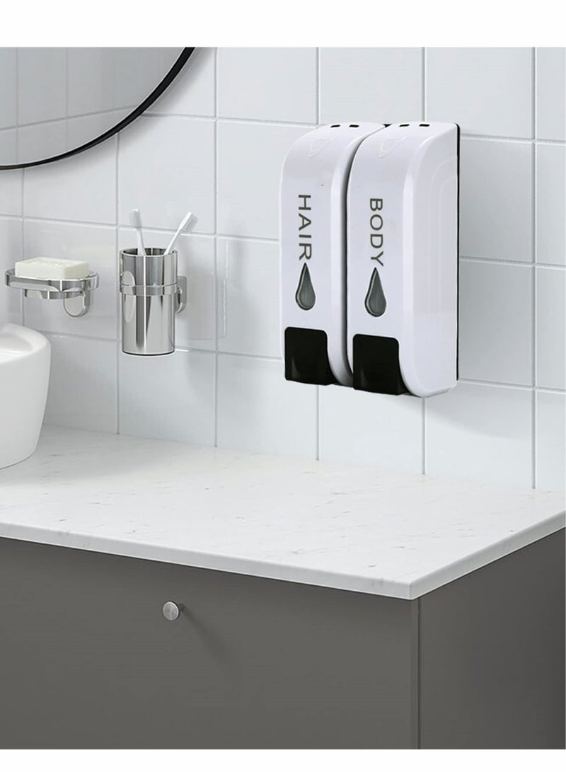 SYOSI Shower Soap Dispenser Wall Mounted, Body Wash Dispenser for Shower, Shampoo Dispenser 2 Chamber, 700ml - Image 5