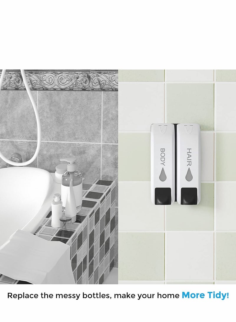 SYOSI Shower Soap Dispenser Wall Mounted, Body Wash Dispenser for Shower, Shampoo Dispenser 2 Chamber, 700ml - Image 4