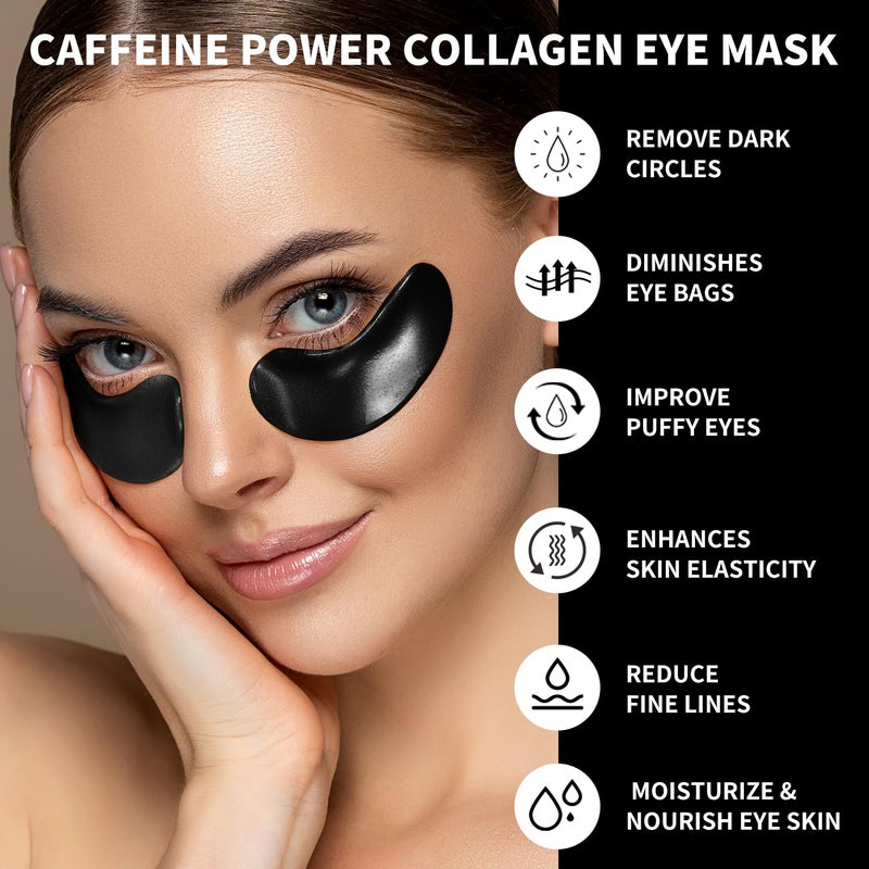 ROUSE Collagen Under Eye Patches with Caffeine Eye Treatment Mask for Dark Circles Eye Fatigue Puffiness Refreshing Revitalizing Skin Care Eye Gel Pads-20 Pairs - Image 2
