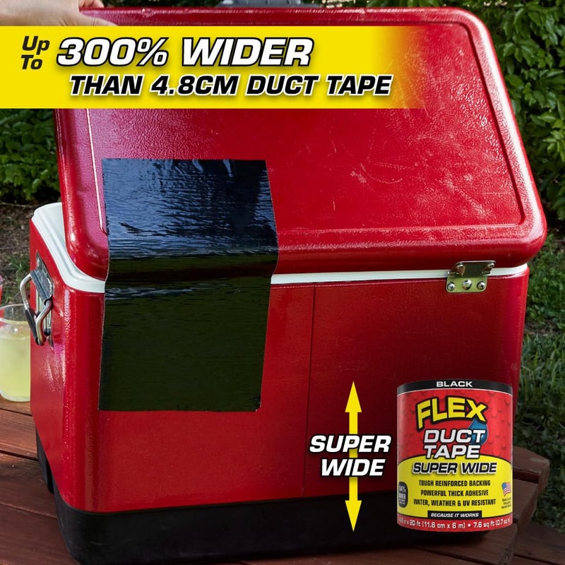 Flex Seal Flex Duct Tape, Super Wide, 4.6 Inches x 20 Feet, Black, Heavy Duty Strong, Multi-Surface, Water, Weather and UV Resistant, Tearable, Perfect for Boxes, No Residue - Image 4
