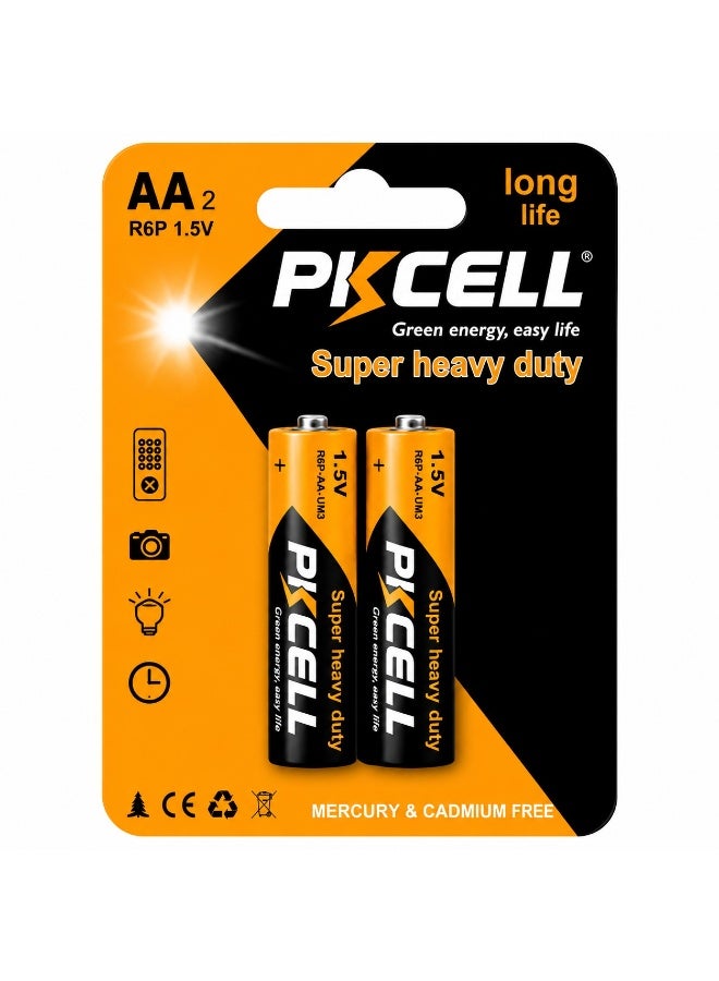 بي كي سيل AA Super Heavy Duty Batteries 1.5V R6P Long Life Dry Cell Battery, Mercury & Cadmium Free, for Remote Controls, Clocks, Flashlights, Toys & Cameras, 2-Pack - Image 1