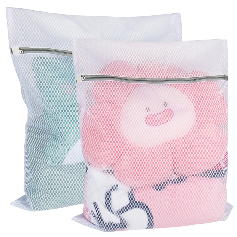 Vivifying XL Large Mesh Laundry Bags, 2 Pack 20 x 24 Inches Honeycomb Mesh Wash Bags for Washing Machine, Delicates Clothes, Sweater, Coats, Stuffed Toys, Blanket (White) - Image 1