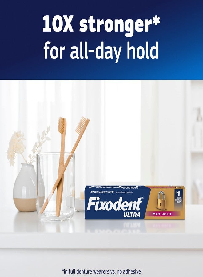 Fixodent Ultra Max Hold Denture Adhesive Cream, 2.2 oz (2-Pack), Strong False Teeth Glue - Image 4