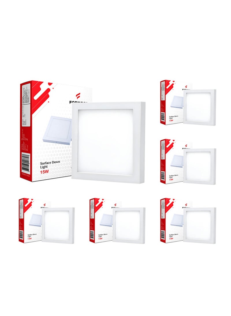 FORMOST FORMOST Surface Down Light LED Square 15W| Surge Protection Upto 4KV | Long Lasting Downlighter for Home Shops and Hotels Ceiling | Durable and Sustainable | 2 Years Warranty | Clear White | Pack of 6  - Image 1