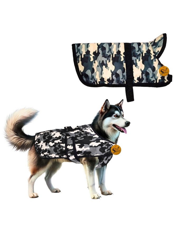 سايج سكوير سترة دافئة مبطنة بالصوف للكلاب، سترة مموهة مقاومة للرياح ومعطف شتوي للكلاب، ملابس للكلاب للطقس البارد (قطعة واحدة) (مموهة، 3XL - 24 بوصة) - Image 1