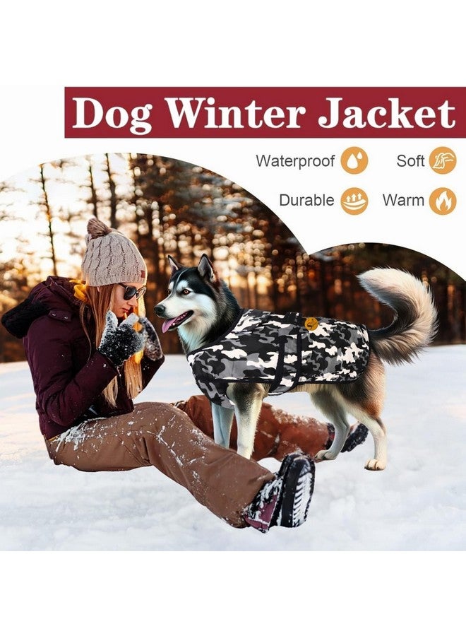 سايج سكوير سترة دافئة مبطنة بالصوف للكلاب، سترة مموهة مقاومة للرياح ومعطف شتوي للكلاب، ملابس للكلاب للطقس البارد (قطعة واحدة) (مموهة، 3XL - 24 بوصة) - Image 4