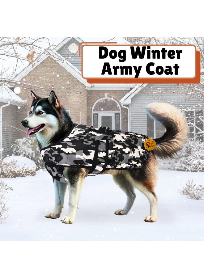 سايج سكوير سترة دافئة مبطنة بالصوف للكلاب، سترة مموهة مقاومة للرياح ومعطف شتوي للكلاب، ملابس للكلاب للطقس البارد (قطعة واحدة) (مموهة، 3XL - 24 بوصة) - Image 2