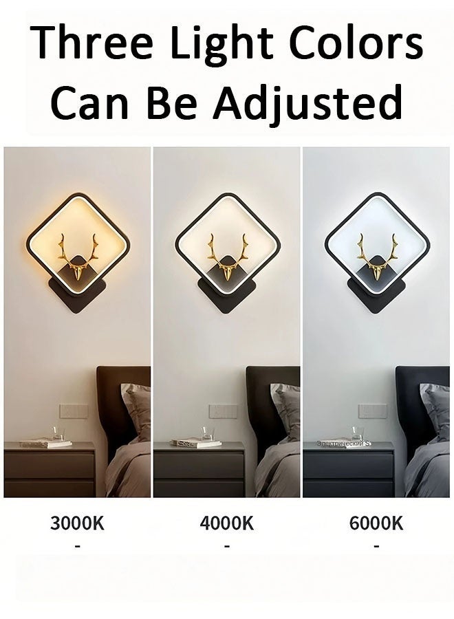 Comysubao Wall Lighting Bedroom Bedside Wall lamp Creative Antlers Night Light 3 Colors Light Dimmable Function Wall Sconces Perfect for Hallway, Closet, Bathroom, Stairway, Kitchen (Black Antlers) - Image 3