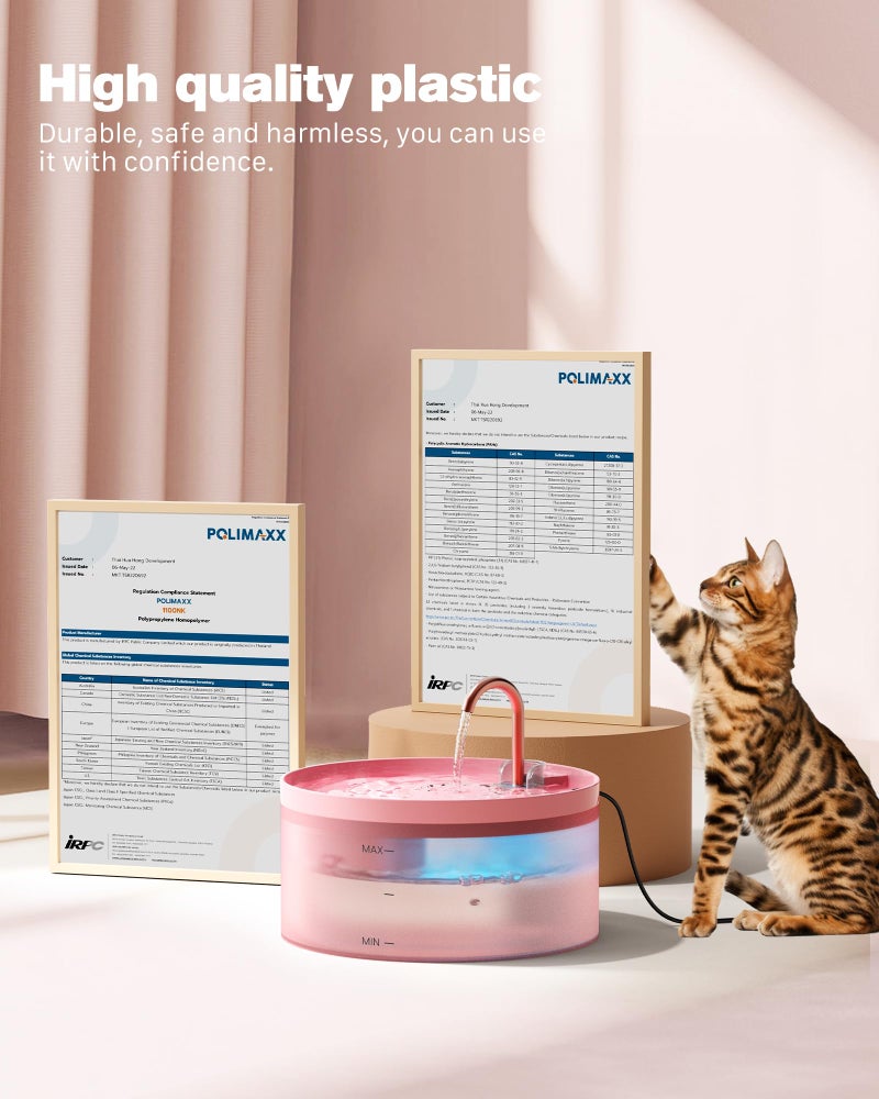 BEMOONY Pink Cat Water Fountain:108oz/3.2L Cat Fountain Super Silent Pet Water Fountain - Water Fountains for Cats Indoor - Faucet Cat Fountain - Quiet Water Pump - Suitable for Cats and Dogs - BEMOONY - Image 5