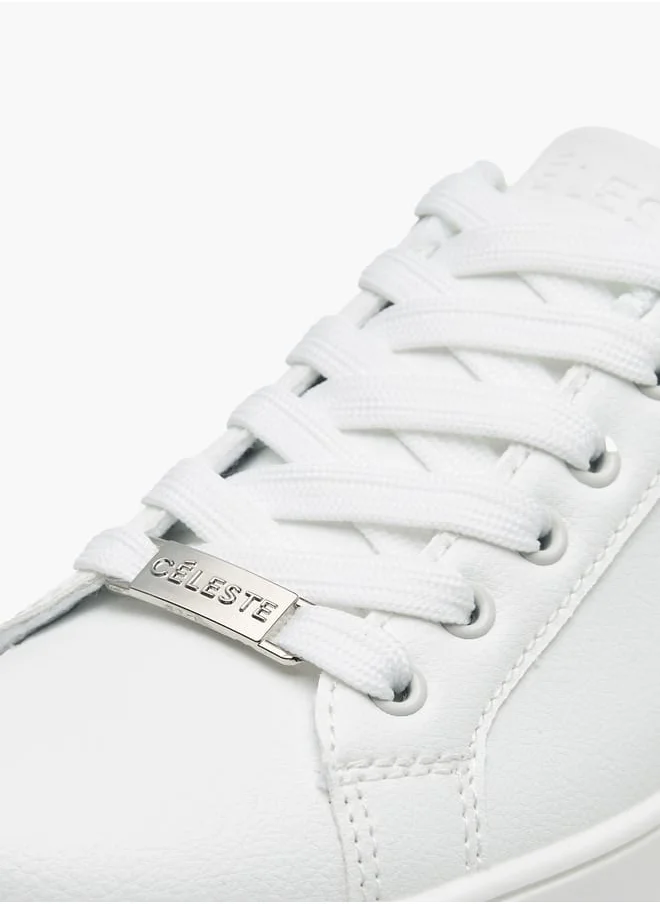 Celeste Womens Solid Chunky Sneakers With Lace-Up Closure