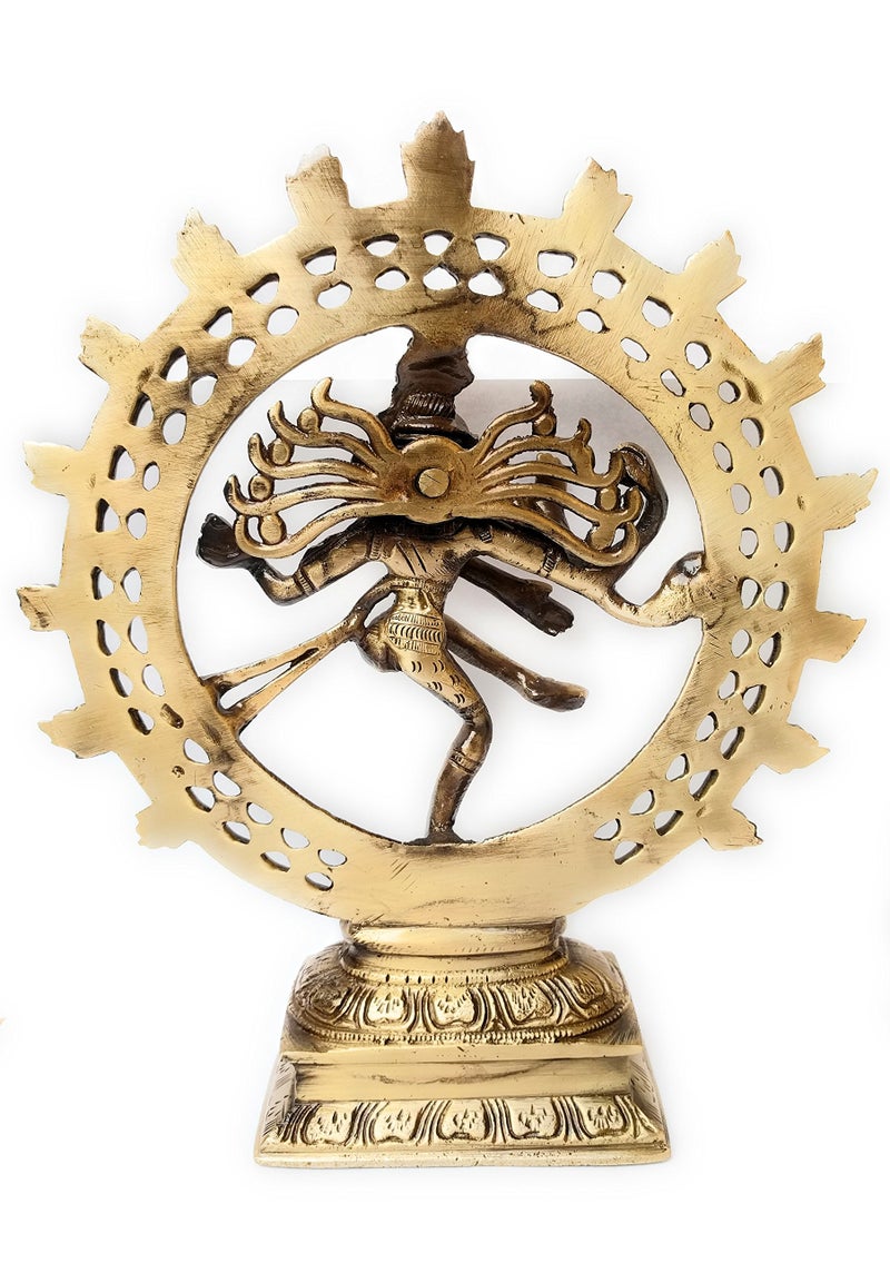 athizay Natraja Brass Statue Idol Home Decorative Items for Living Room Antique Gold Finish (Tall 23 cm) Lord Natraja Shiva Form - Image 4