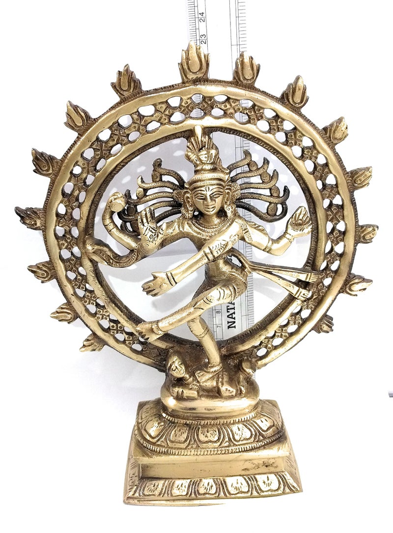 athizay Natraja Brass Statue Idol Home Decorative Items for Living Room Antique Gold Finish (Tall 23 cm) Lord Natraja Shiva Form - Image 3