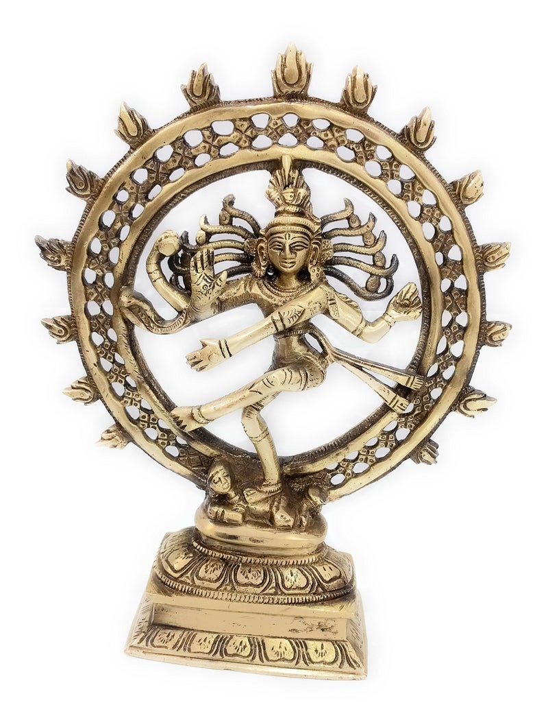 athizay Natraja Brass Statue Idol Home Decorative Items for Living Room Antique Gold Finish (Tall 23 cm) Lord Natraja Shiva Form - Image 2