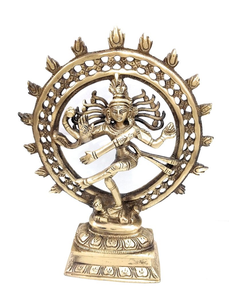 athizay Natraja Brass Statue Idol Home Decorative Items for Living Room Antique Gold Finish (Tall 23 cm) Lord Natraja Shiva Form - Image 1