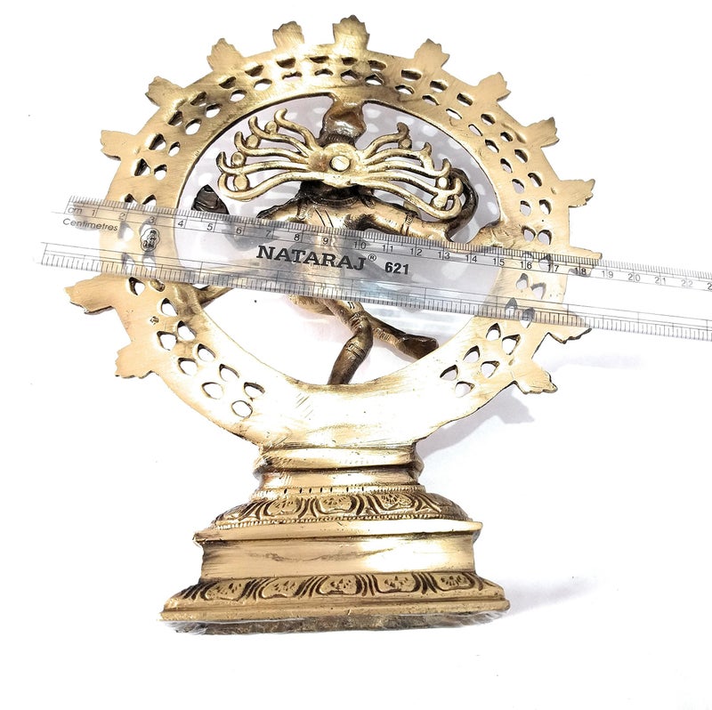 athizay Natraja Brass Statue Idol Home Decorative Items for Living Room Antique Gold Finish (Tall 23 cm) Lord Natraja Shiva Form - Image 5