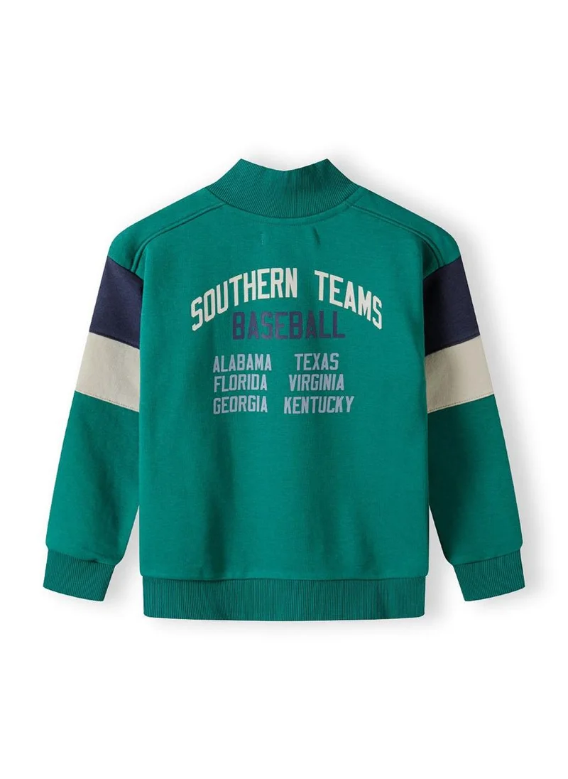 MINOTI Kids Zip Neck Sweatshirt with Varsity Print