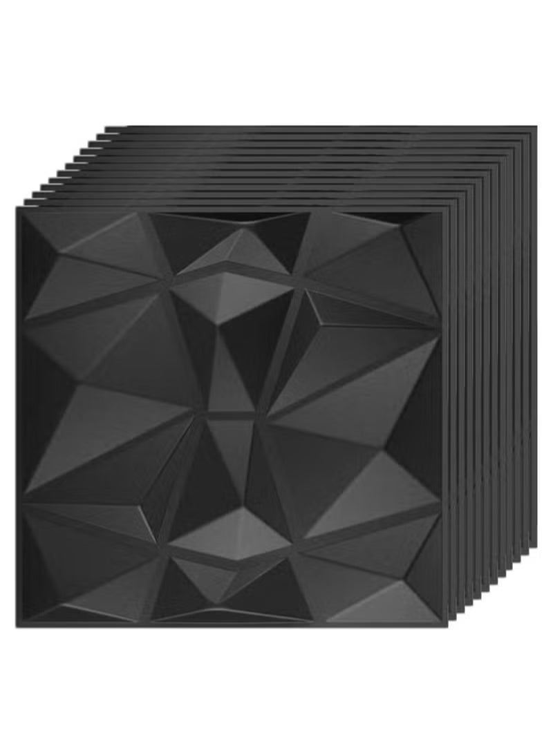 FUOE 12 Pcs 3D Wall Panel 3D Texture PVC Wallpaper Diamond Design Decorative Wall Cover For Living Room Lobby Bedroom Office Each 30x30cm - Image 1