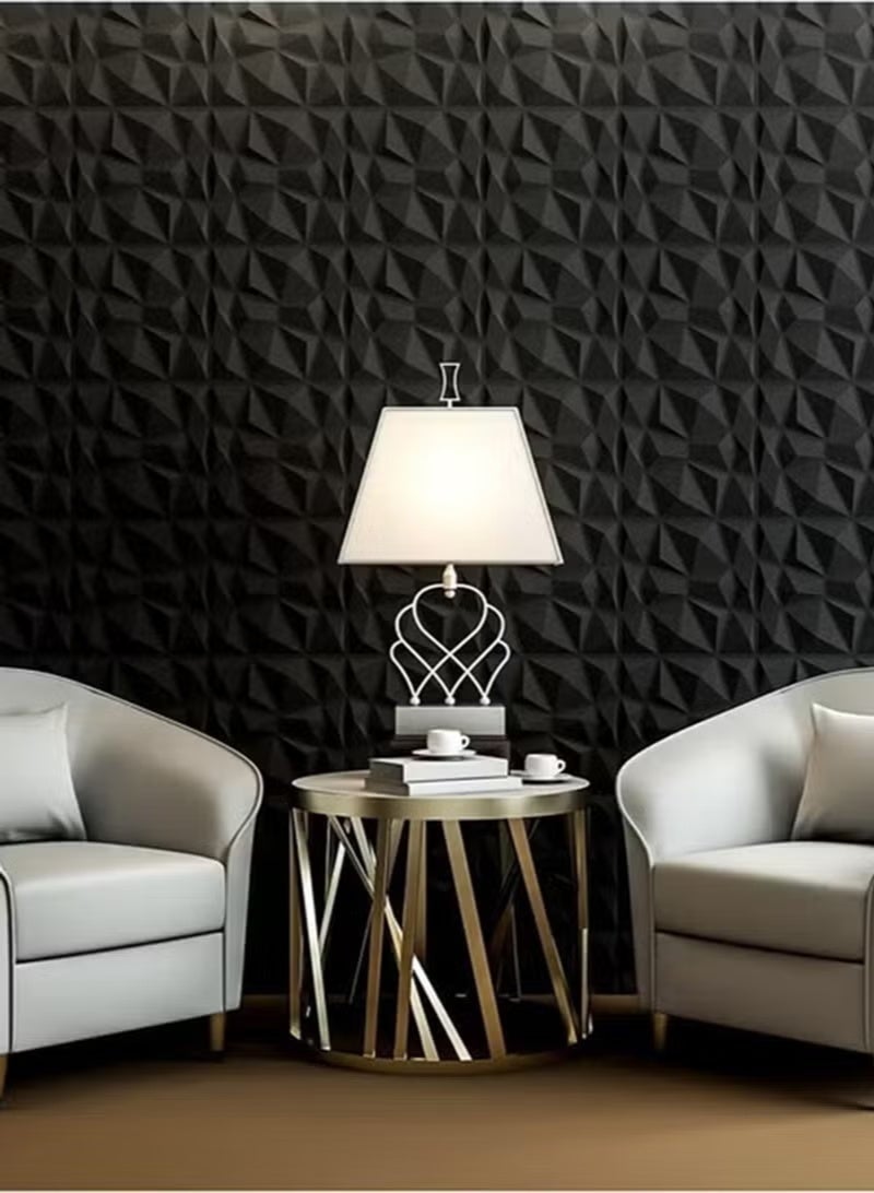 FUOE 12 Pcs 3D Wall Panel 3D Texture PVC Wallpaper Diamond Design Decorative Wall Cover For Living Room Lobby Bedroom Office Each 30x30cm - Image 5