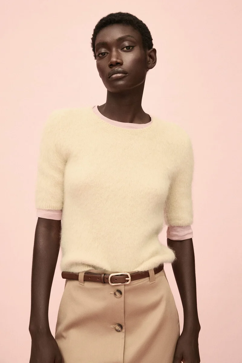 H&M Knitted mohair-blend T-shirt