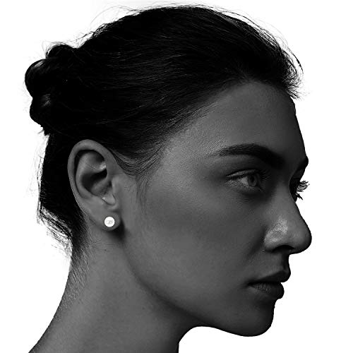 JORA 14K White Gold 7mm Freshwater Cultured Pearl Stud Earrings for Women - Image 3