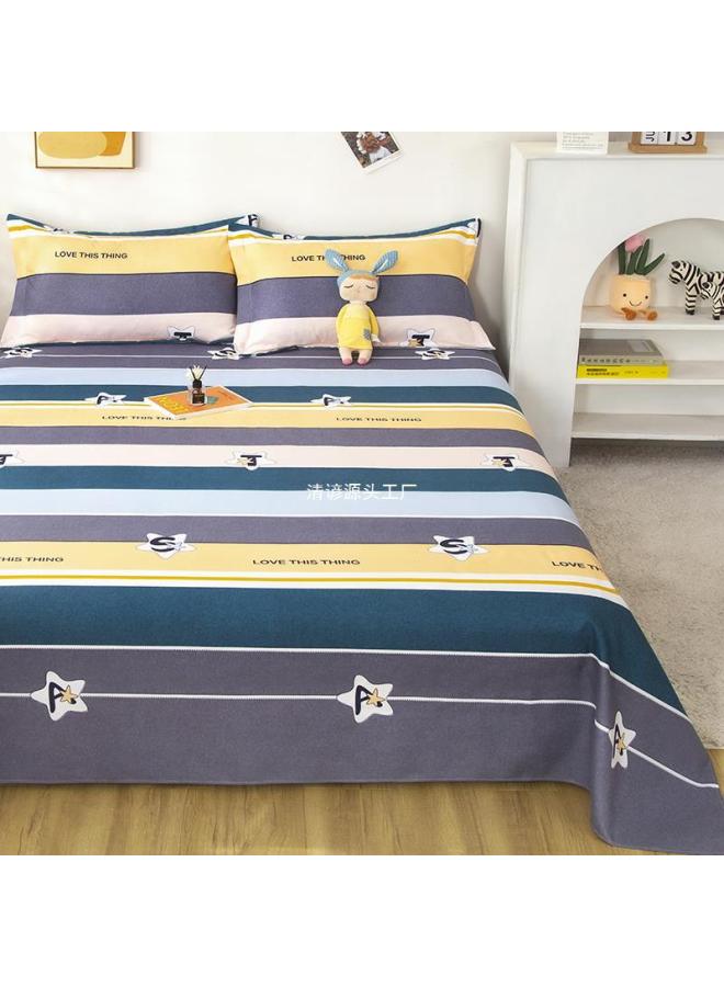 Bed Sheets Single Piece Thickeneded Summer Double 1.5m Pure Cotton Single Quilt Pillowcase 2 Three-piece Set 1.2 Single-Color:Vitality Mood-pink-Specifications:1.2m Bed 160*230cm Bed Sheets  - Image 4