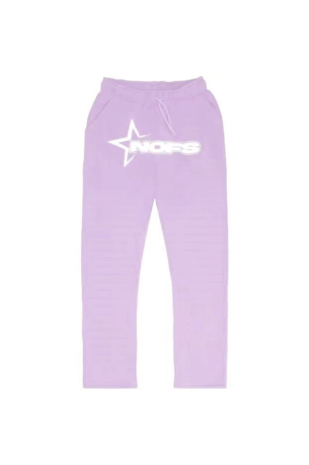 2023 fashion fashion brand letter print loose sweater trousers hip hop streetwear men and women pullover casual suit Purple pants