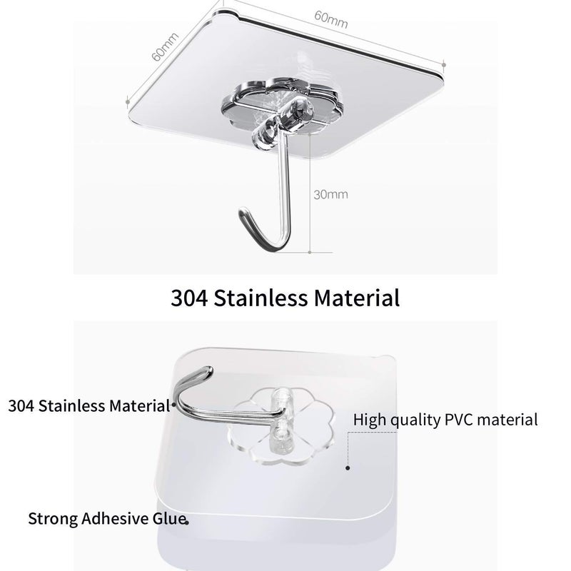 Big Buzz 10Pcs Self Adhesive Wall Hooks Heavy Duty Sticky Hooks for Hanging 10KG Max Waterproof Transparent Adhesive Hooks for Wall Wall Hangers for Hanging Kitchen Bathroom Bedroom Accessories - Image 3