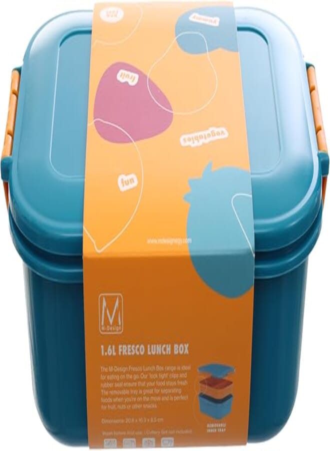 SONIX M-Design Lunch Box 1.6L Turquoise Clips Orange, Single Pack