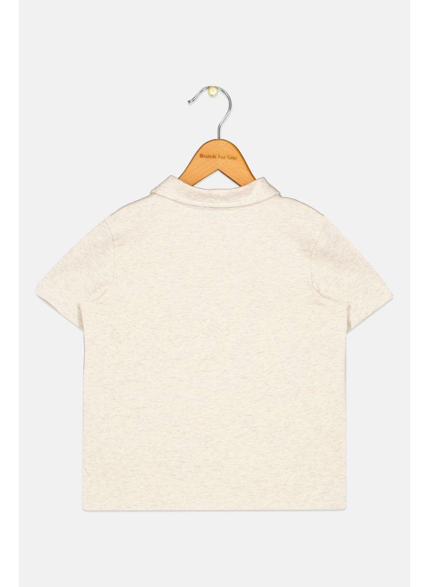 Andy & Evan Kids Boy Short Sleeve Graphic Print Polo Shirt, Grey  - Image 2