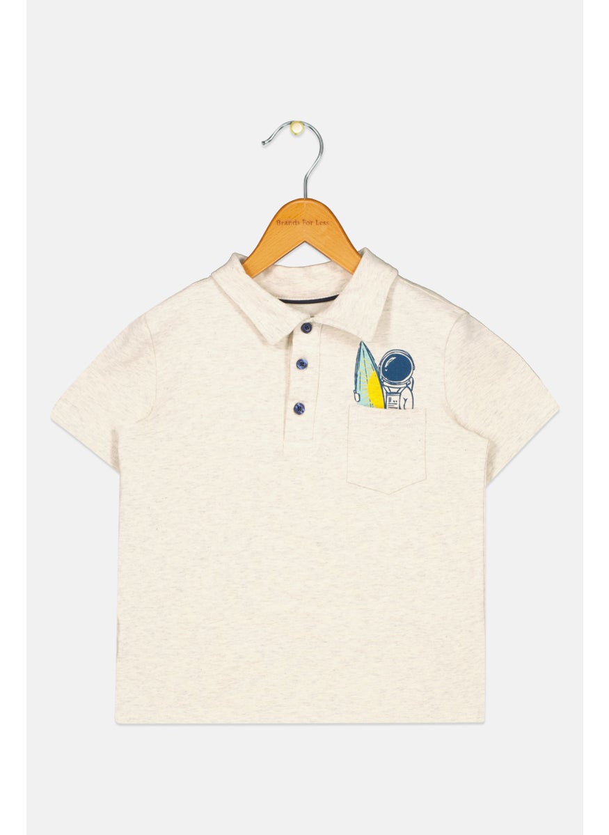 Andy & Evan Kids Boy Short Sleeve Graphic Print Polo Shirt, Grey  - Image 1