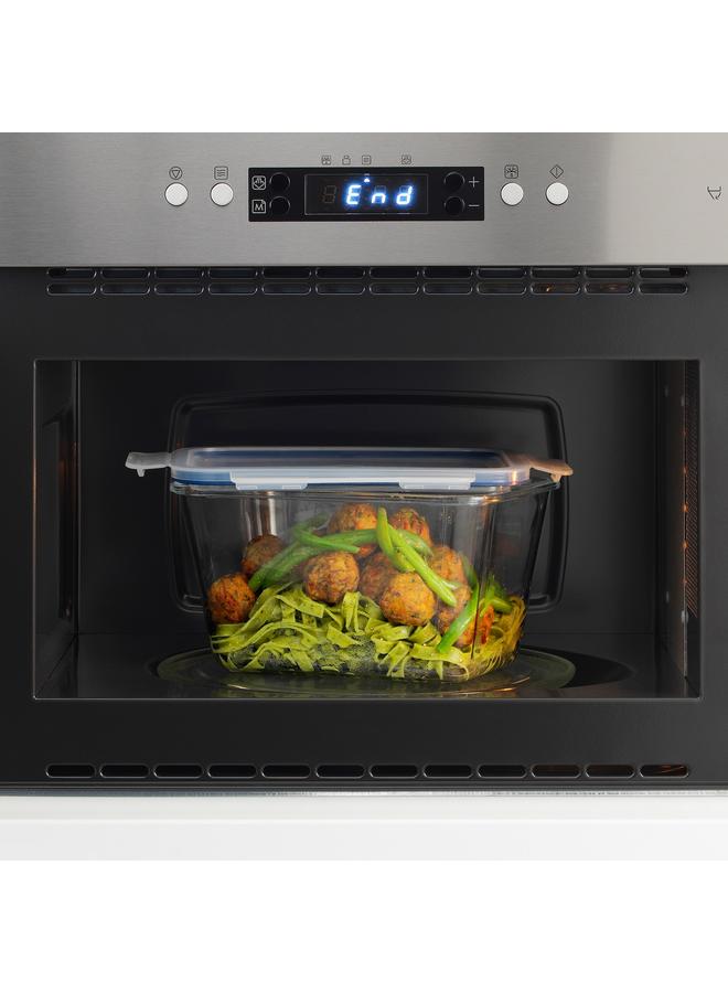 زبون علبة طعام مع غطاء، مستطيلة من الزجاج/البلاستيك، 1.8 لتر - Image 3