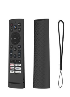 Silicone Case Cover for Hisense Voice Remote ERF3A90, Fit for Hisense U7G U9G U8 Series 4K ULED Remote Silicone Cover, with Lanyard (Black Sleeve)