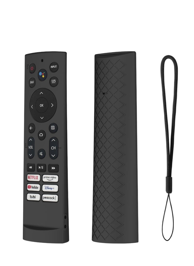Excefore - Silicone Case Cover for Hisense Voice Remote ERF3A90, Fit for Hisense U7G U9G U8 Series 4K ULED Remote Silicone Cover, with Lanyard (Black Sleeve) - Image 1