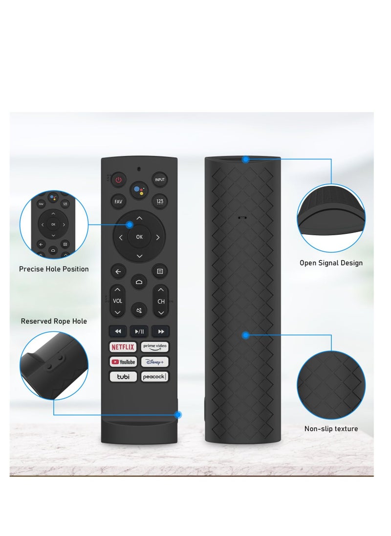 Excefore - Silicone Case Cover for Hisense Voice Remote ERF3A90, Fit for Hisense U7G U9G U8 Series 4K ULED Remote Silicone Cover, with Lanyard (Black Sleeve) - Image 1