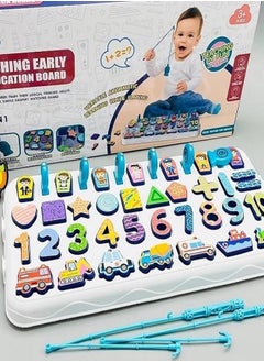 ماركة غير محددة Early Learning Fishing Toy 5 in 1 Magnetic Sports Counting for Toddlers Wood  - Image 1