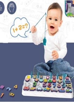 ماركة غير محددة Early Learning Fishing Toy 5 in 1 Magnetic Sports Counting for Toddlers Wood  - Image 2
