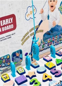 ماركة غير محددة Early Learning Fishing Toy 5 in 1 Magnetic Sports Counting for Toddlers Wood  - Image 4