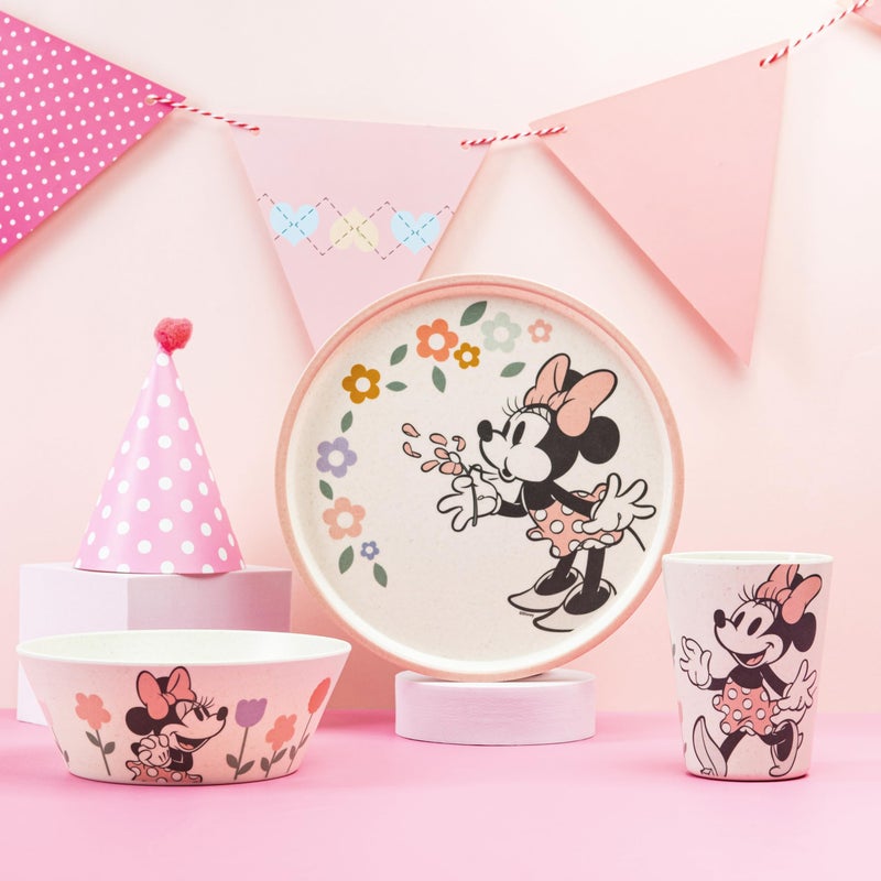 Zak Designs Disney Kids Dinnerware Set 3 Pieces, Durable and Sustainable Melamine Bamboo Plate, Bowl, and Tumbler are Perfect For Dinner Time With Family (Minnie Mouse) - Image 2